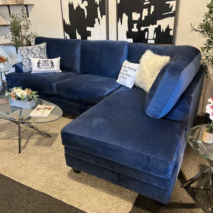 Blue Two Piece Sectional Couch with Chaise