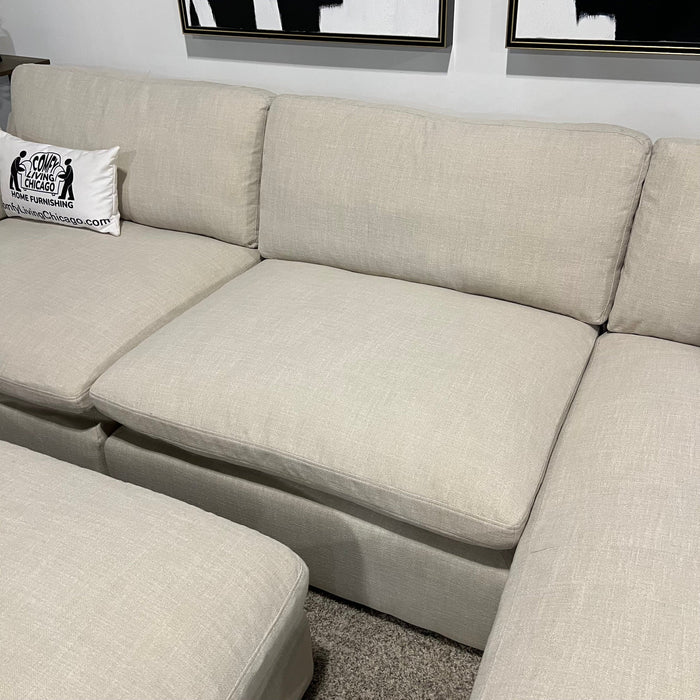 Cream Two Piece Sectional Couch with Chaise