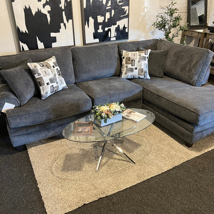 Gray Two Piece Sectional Couch with Chaise