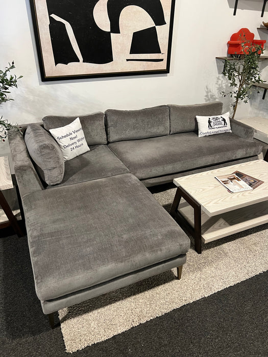 West Elm Andes Three Piece Sectional Couch in Gray