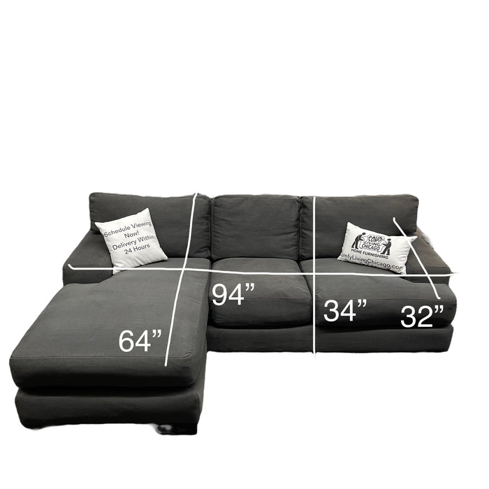 Charcoal Gray Jonathan Louis Sectional Couch with Reversible Chaise