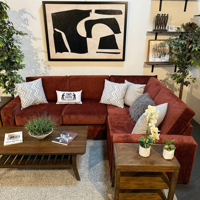 Daina Modular Sectional in Maroon Red