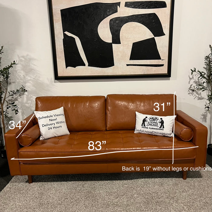 All Modern Caramel Genuine Leather Sofa