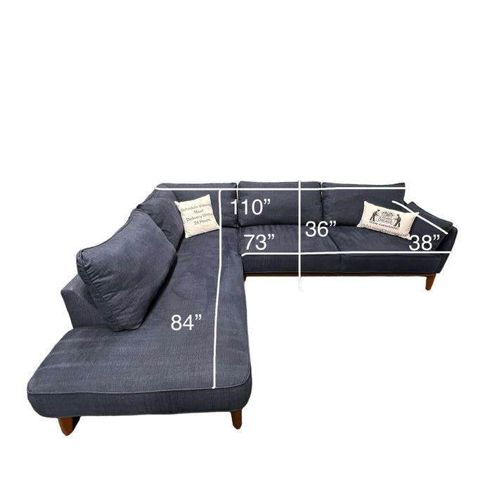 Navy Blue Two Piece Left Chaise Sectional Couch