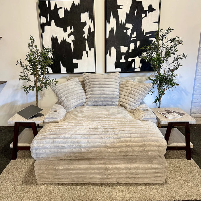 Off White Oversized Lounge Chair with Cupholders and USB Chargers