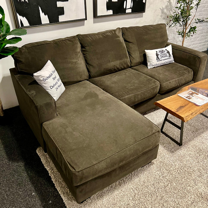 Olive Green Sectional with Reversible Chaise