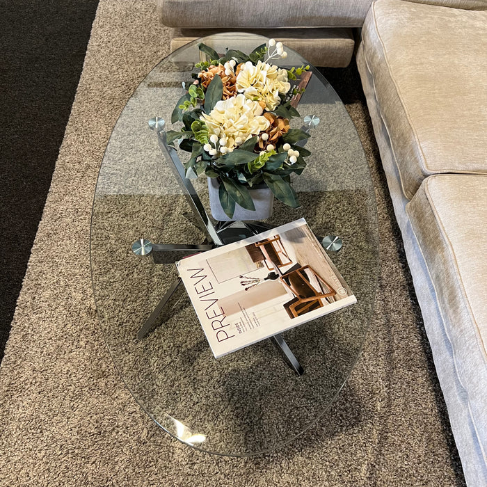 Modern Round Coffee Table and Side Table Set with Metal Legs