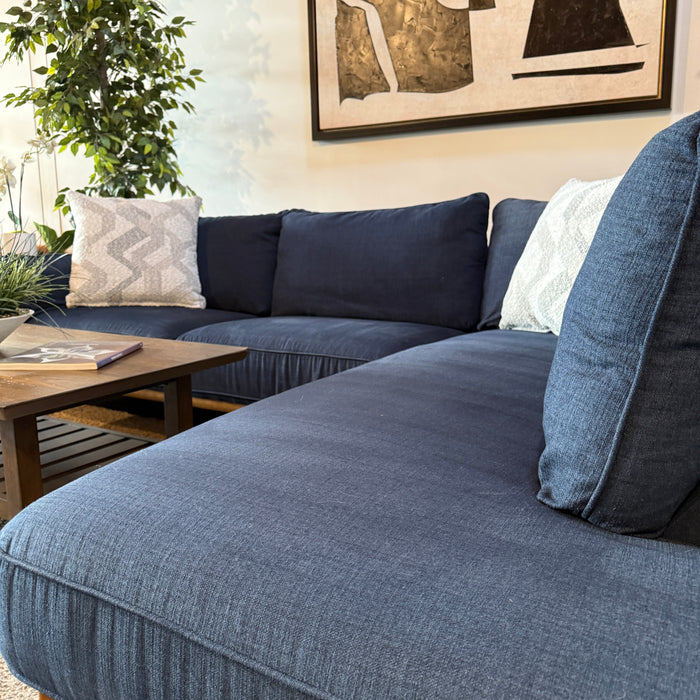 MCM Sectional with Bumper Chaise in Blue