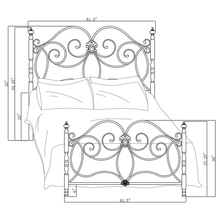 London  Metal Scroll Bed Dark Bronze