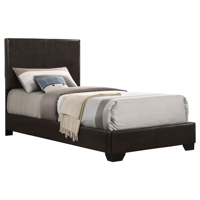 Conner  Upholstered Panel Bed Black and Dark Brown