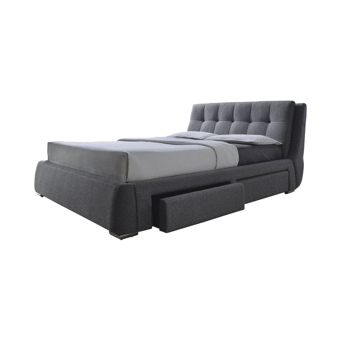 Fenbrook  Tufted Upholstered Storage Bed Grey