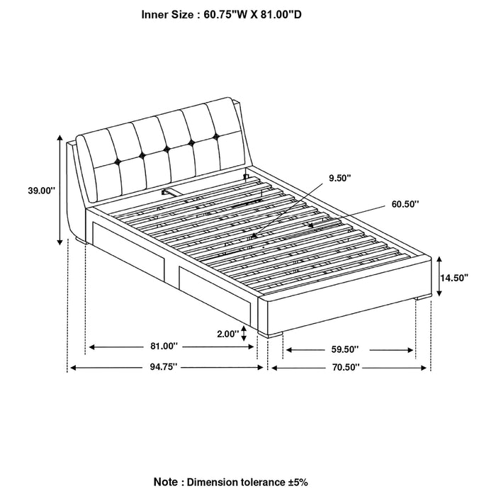 Fenbrook  Tufted Upholstered Storage Bed Grey