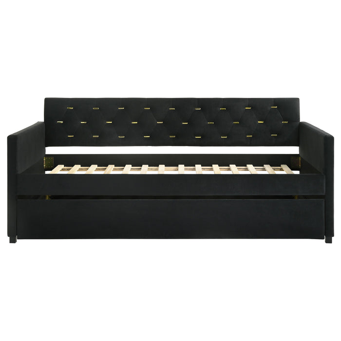 Kendall Upholstered Tufted Twin Daybed with Trundle Black