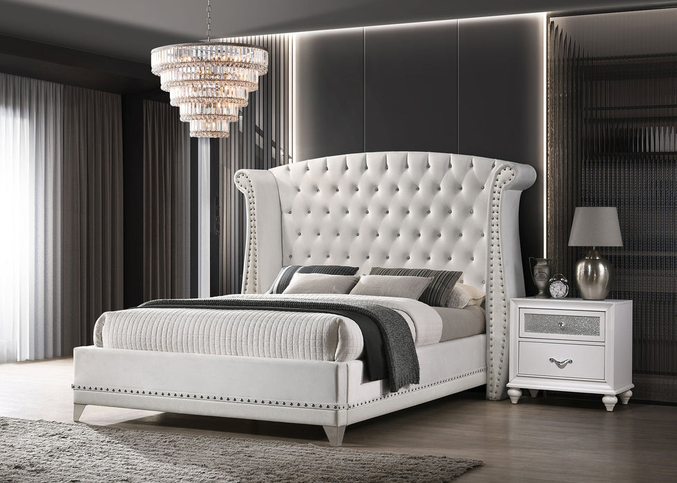 Barzini  Wingback Tufted Bed White