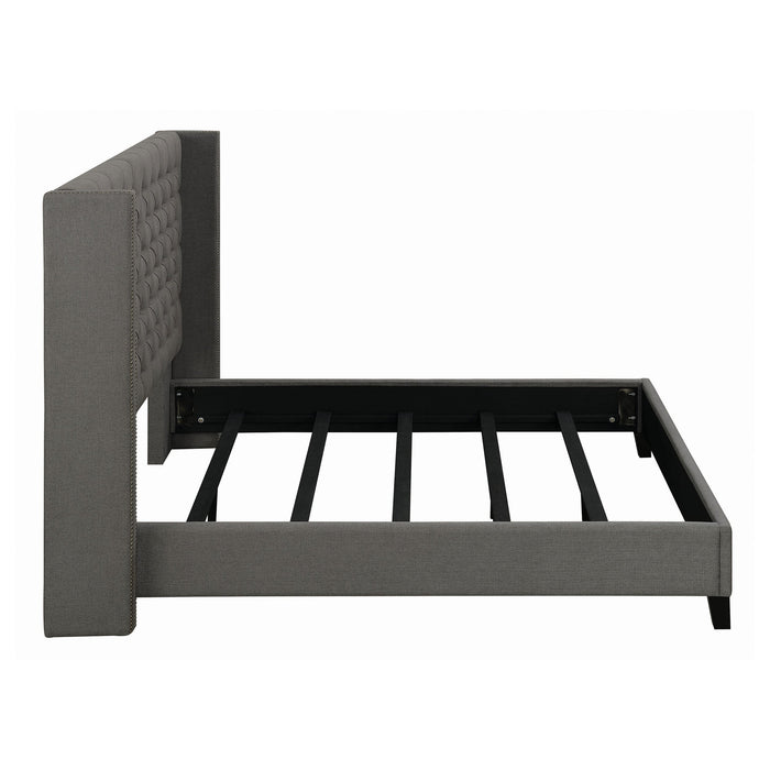 Bancroft Demi-wing Upholstered  Bed Grey