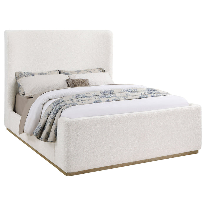 Nala Upholstered  Wingback Platform Sleigh Bed Cream