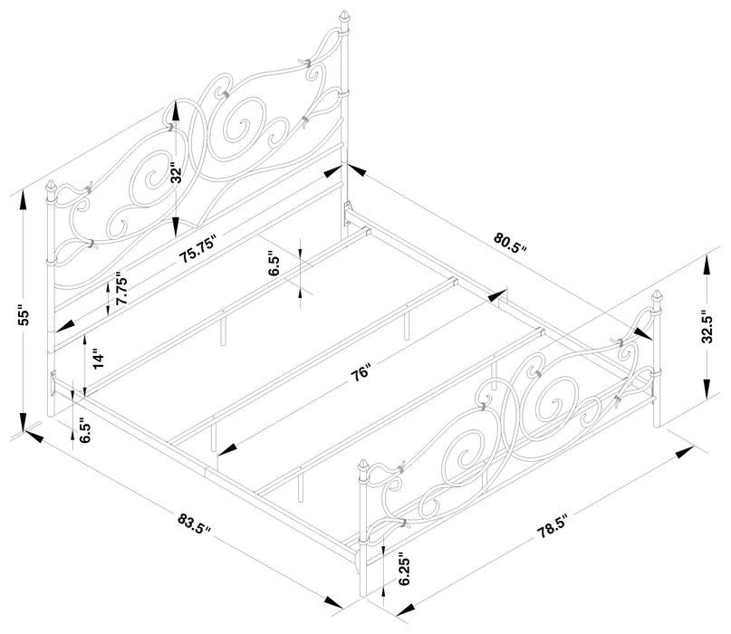 Parleys  Metal Bed with Scroll Headboard Dark Bronze