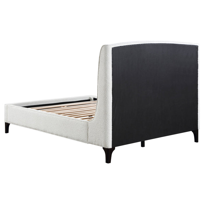 Mosby Upholstered Curved Headboard  Platform Bed White