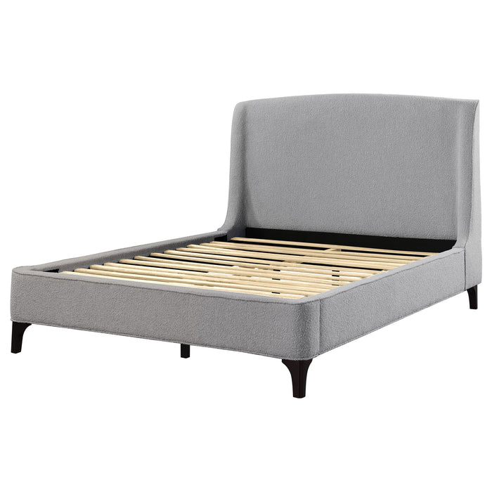 Mosby Upholstered Curved Headboard  Platform Bed Light Grey