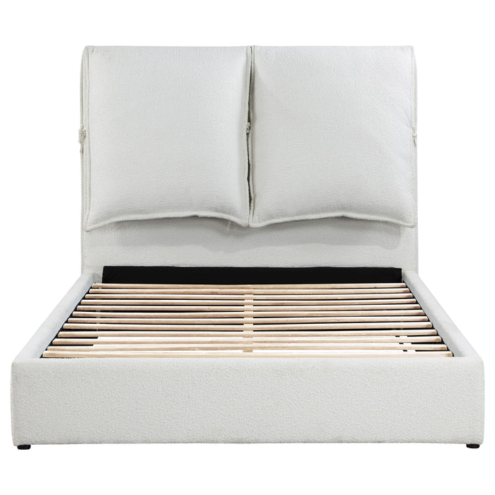 Gwendoline Upholstered  Platform Bed with Pillow Headboard White