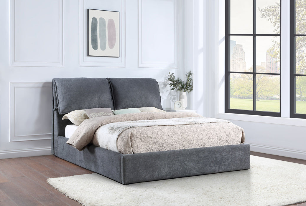 Laurel Upholstered  Platform Bed with Pillow Headboard Charcoal Grey