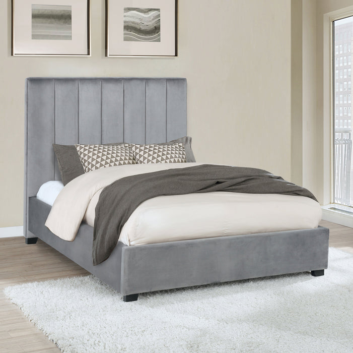 Arles  Vertical Channeled Tufted Bed Grey