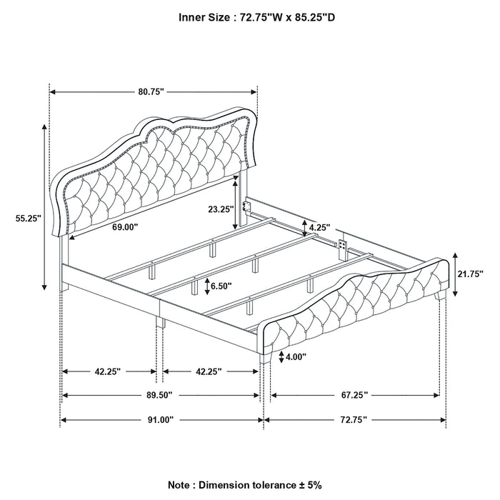 Bella Upholstered Tufted Panel Bed Grey