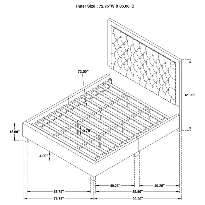 Hailey Upholstered Platform  Bed with Wall Panel Black