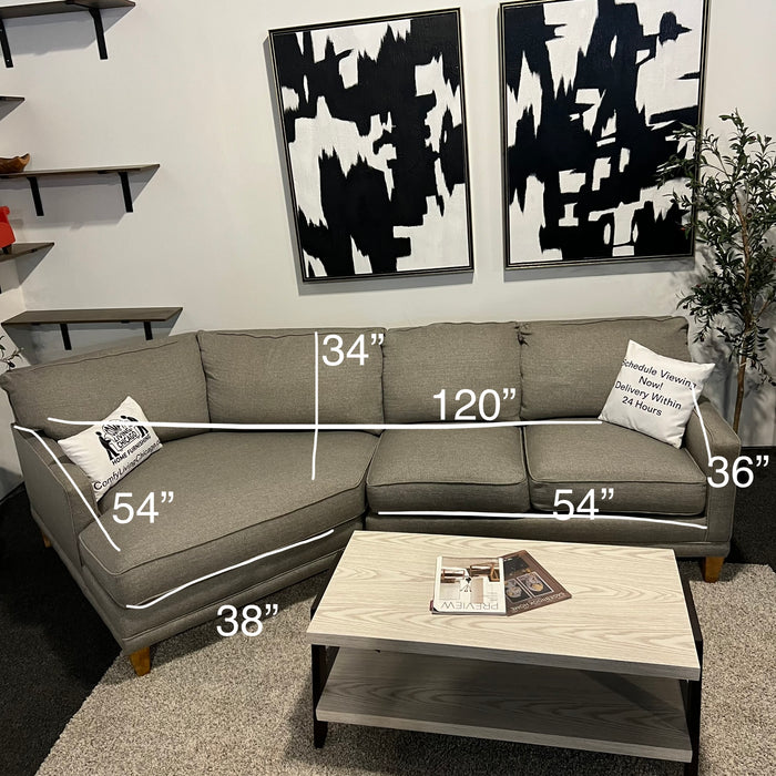 Rowe Furniture Gray Sectional with Cuddle Corner