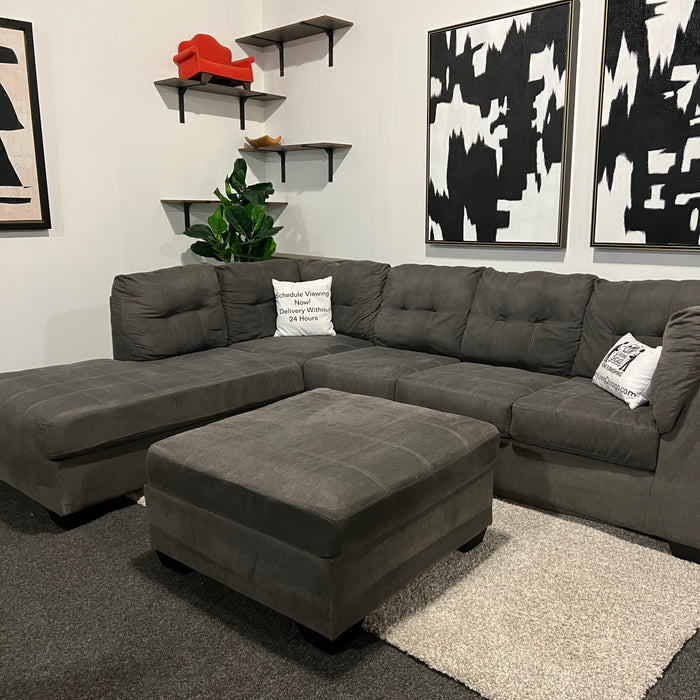 Ashley Tufted Sectional with Ottoman