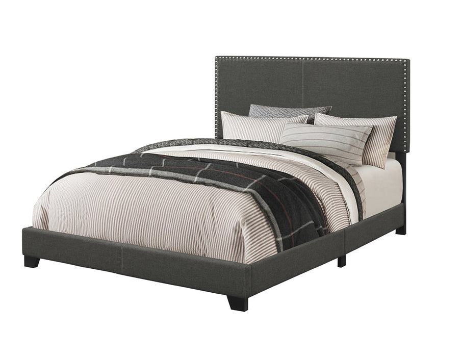 Boyd  Upholstered Bed with Nailhead Trim Charcoal