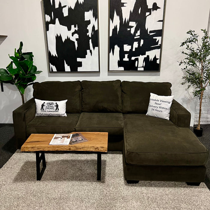 Olive Green Sectional with Reversible Chaise