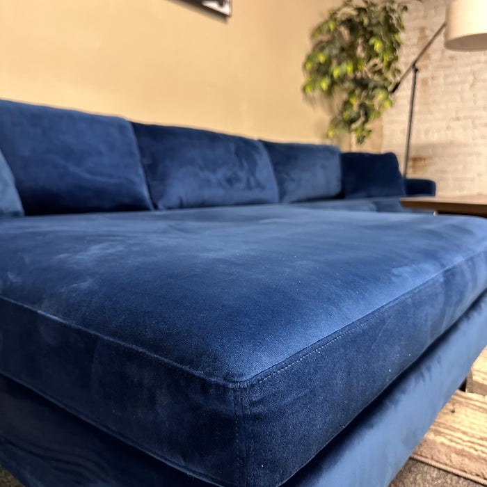 Blue MCM Sectional with Reversible Chaise