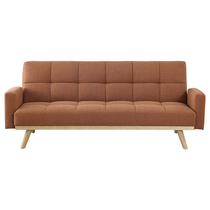 Kourtney Upholstered Track Arms Covertible Sofa Bed Terracotta