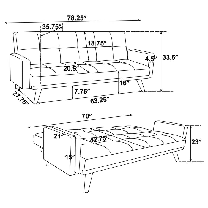 Kourtney Upholstered Track Arms Covertible Sofa Bed Terracotta