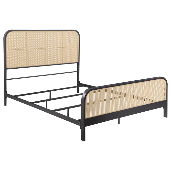 Lanewood Open Cane Rattan Metal  Bed Black