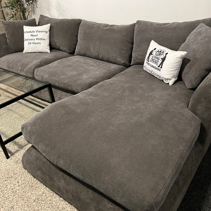 Mario Capasa Feathers Gray Two Piece Sectional Couch