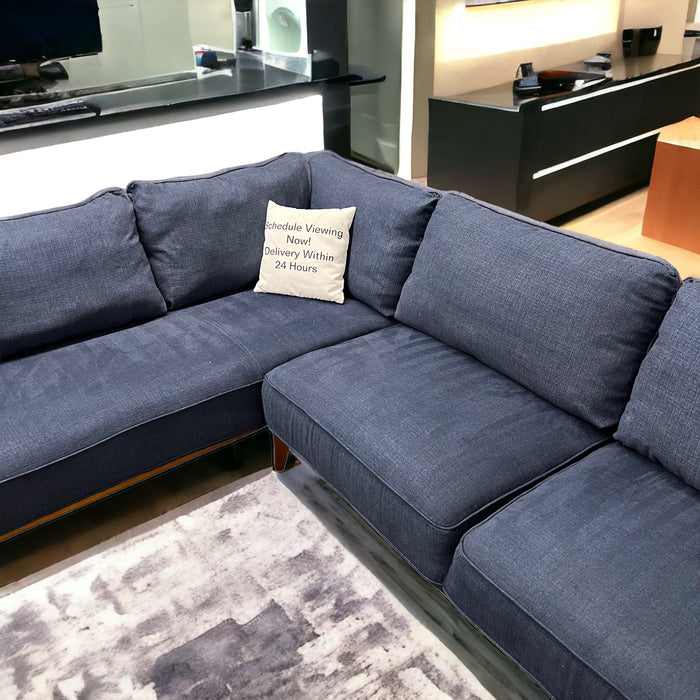 Navy Blue Two Piece Left Chaise Sectional Couch