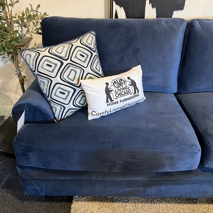 Blue Two Piece Sectional Couch with Chaise