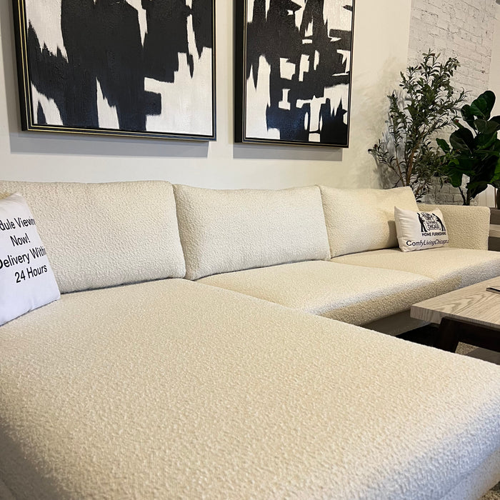 All Modern Miller 2 White Boucle Sectional