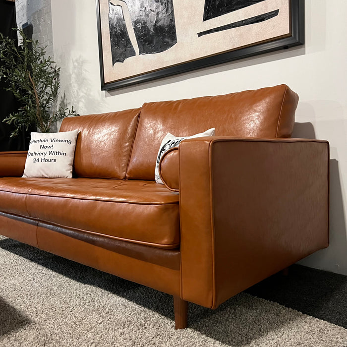 All Modern Caramel Genuine Leather Sofa