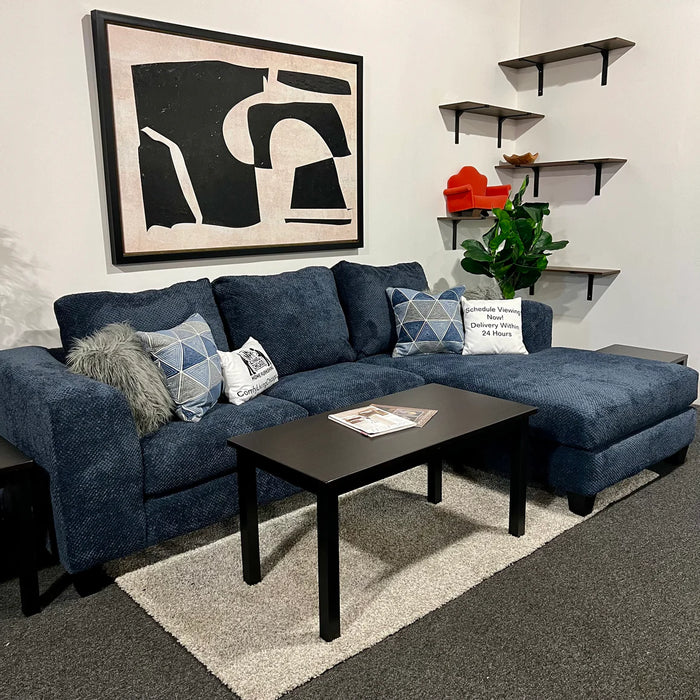 Blue Two Piece Sectional Couch with Chaise