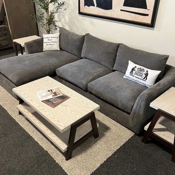 Mario Capasa Feathers Gray Two Piece Sectional Couch