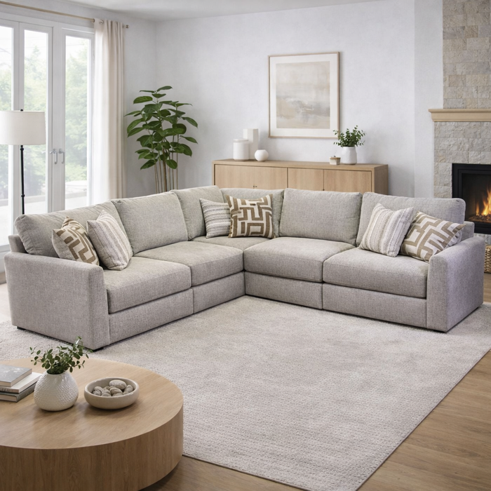 Marlow Modular 5 Piece Sectional in Cream