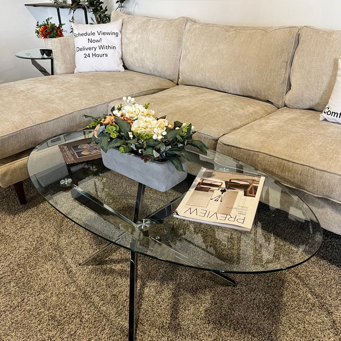 Modern Round Coffee Table and Side Table Set with Metal Legs