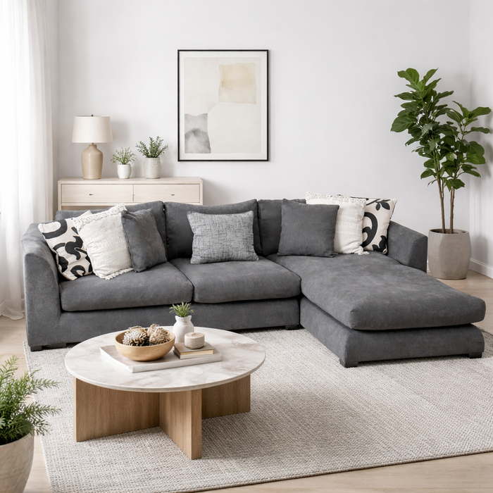 2 Pc Sectional with Right Chaise in Gray