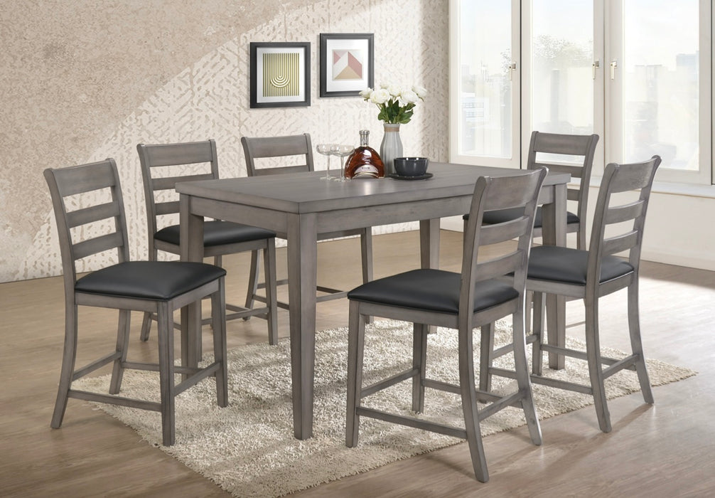 Pub Style Dining Set in a Grey Finish with Dark Grey Highlights