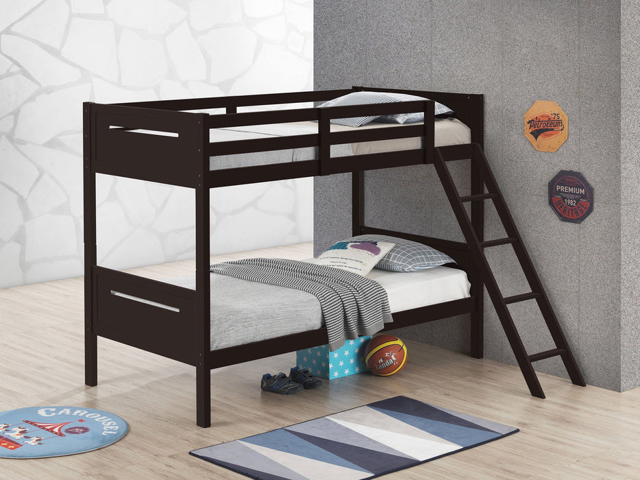 Littleton Wood Twin Over Twin Bunk Bed Espresso