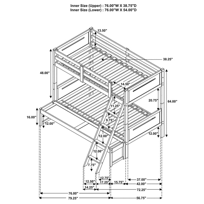 Littleton Wood Twin Over Full Bunk Bed Espresso