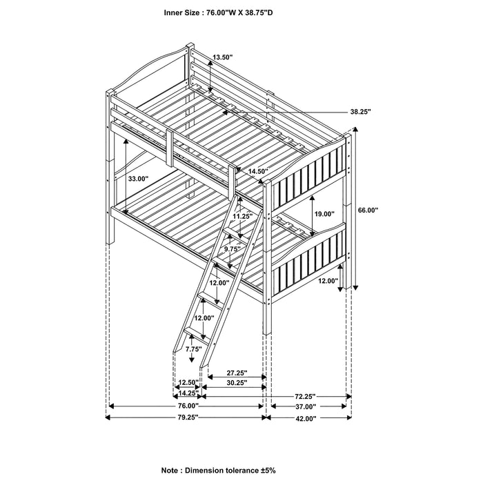 Arlo Twin Over Twin Bunk Bed with Ladder Espresso